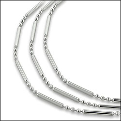Sterling Silver Beaded 3-Bar Chain, 18 inch
