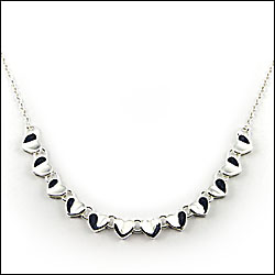 Sterling Silver 12-Heart Necklace with Cable Chain