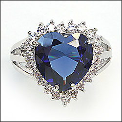 Sterling Silver Titanic "Heart of the Ocean" Created Diamond Ring