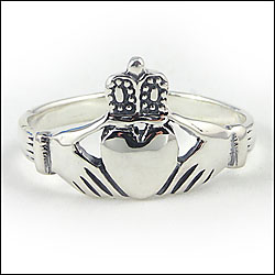 Antiqued Claddagh Ring, Sterling Silver