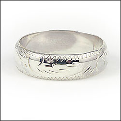 Sterling Silver Scrolled Wedding Band, 6mm