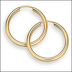 14k Gold Highly Polished Hoop Earrings 2mm