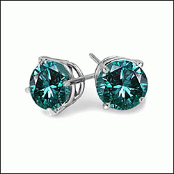 .75 Carat Blue Diamond Stud Earrings in 14K White Gold