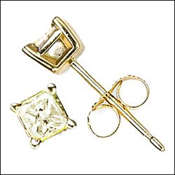 .50 Carat Princess Cut Diamond Stud Earrings in 14K Gold