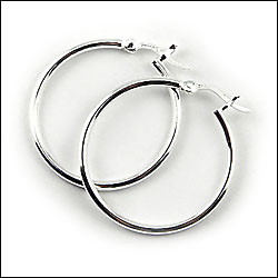 Sterling Silver Thin Tubular Hoop Earrings