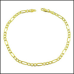 14K Gold Figaro Chain Bracelet, 8 inches