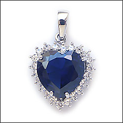 Sterling Silver Titanic "Heart of the Ocean" Created Diamond Pendant