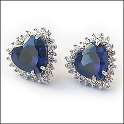 Sterling Silver Titanic "Heart of the Ocean" Created Diamond Earrings