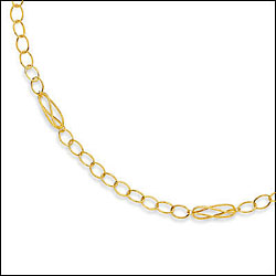 14K Gold Extra Long 38" Necklace, Hoop Links
