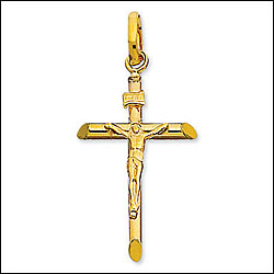 14K Gold Jesus Crucifix Cross Pendant