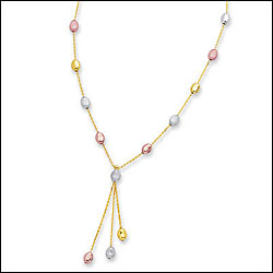 14K Gold Tri-Color Pebbles Style Necklace