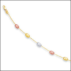 14K Gold Tri-Color Pebbles Style Bracelet