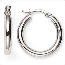 14K White Gold Hoop Earrings