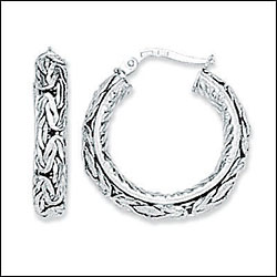 Byzantine 14K White Gold Hoop Earrings