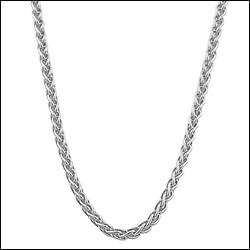 Round Wheat Chain Necklace Solid 14K White Gold