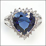 Sterling Silver Titanic "Heart of the Ocean" Created Diamond Ring