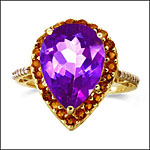 Amethyst, Citrine, and Diamond Ring in 10K Yellow Gold