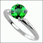 Emerald Solitaire Ring in 14k White Gold