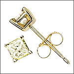 .50 Carat Princess Cut Diamond Stud Earrings in 14K Gold