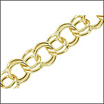 14k Gold Double Link Charm Bracelet. 8 inches