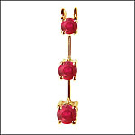 Three-Stone Ruby Pendant in 14k Gold