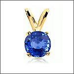 1 Carat Blue Sapphire Pendant in 14k Yellow Gold
