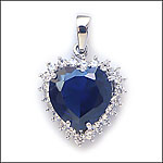 Sterling Silver Titanic "Heart of the Ocean" Created Diamond Pendant