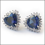 Sterling Silver Titanic "Heart of the Ocean" Created Diamond Earrings