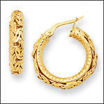 Byzantine 14K Solid Gold Hoop Earrings