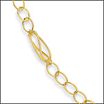 14K Gold Extra Long 38" Necklace, Hoop Links