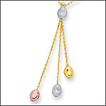 14K Gold Tri-Color Pebbles Style Necklace