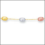 14K Gold Tri-Color Pebbles Style Bracelet