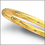 14K Gold Scroll Engraved Bangle Bracelet