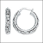 Byzantine 14K White Gold Hoop Earrings