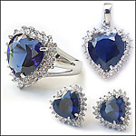 Sterling Silver Titanic "Heart of the Ocean" Set - Ring, Pendants, Earrings