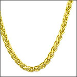 Round Wheat Chain Necklace 14K Solid Gold