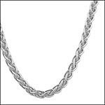 Round Wheat Chain Necklace Solid 14K White Gold