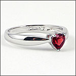 Sterling Silver Red Garnet Heart Ring